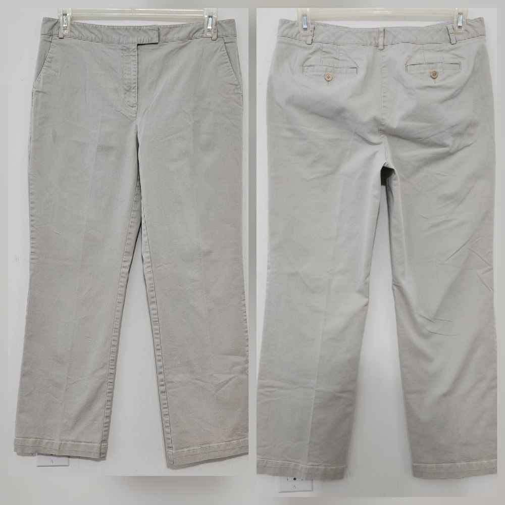 Talbots Stretch Size 12 Beige Cotton Chinos Khakis Women's Trousers Pants with